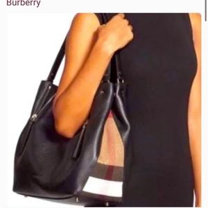 👜 AUTHENTIC BURBERRY HANDBAG (Brit Leather Plaid Canvas) CLASSIC ALMOST NEW ❤️